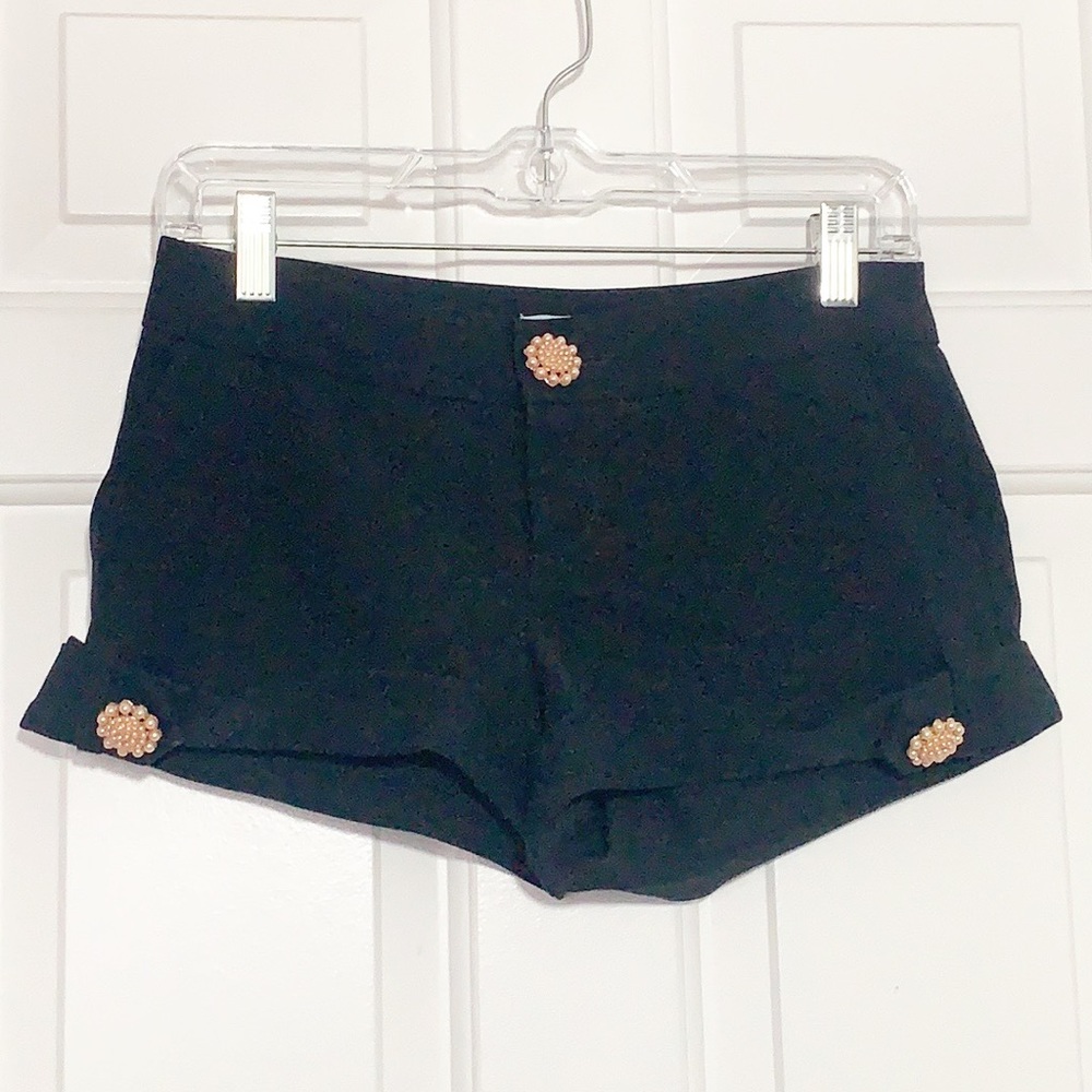 Marciano Size 0 Black Pearl Studded Shorts